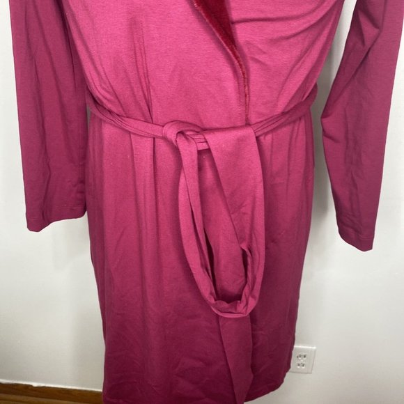 Soma Robe Womens S/M Maroon Velor Collar Short Long Sleeve Pocket Belt - Picture 3 of 7